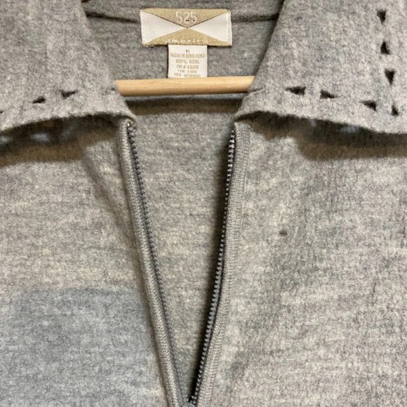525 America Wool Laser Cut Full Zip Gray Women's Cardigan Sweater Jacket Size M - Picture 8 of 12